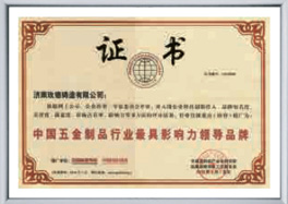 中國五金制品行業最具影響力領導品牌